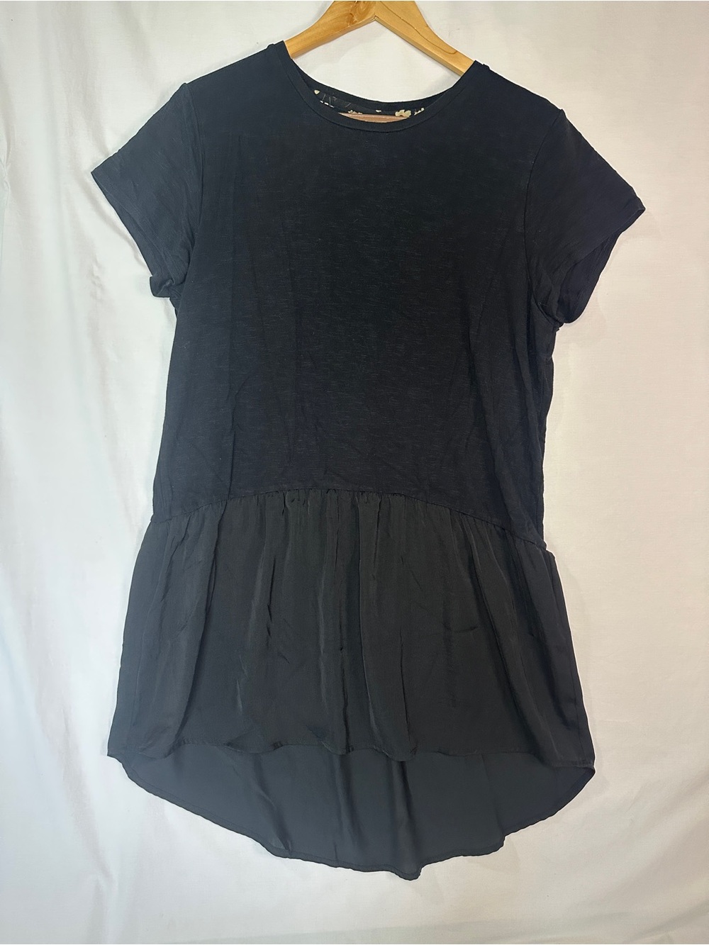 Dolan Anthropology Black Short-Sleeve Peplum Tunic Dress
